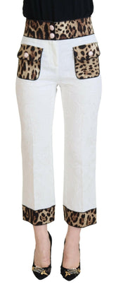 Dolce & Gabbana White Leopard Print High Waist Pants -   -  Dolce & Gabbana.